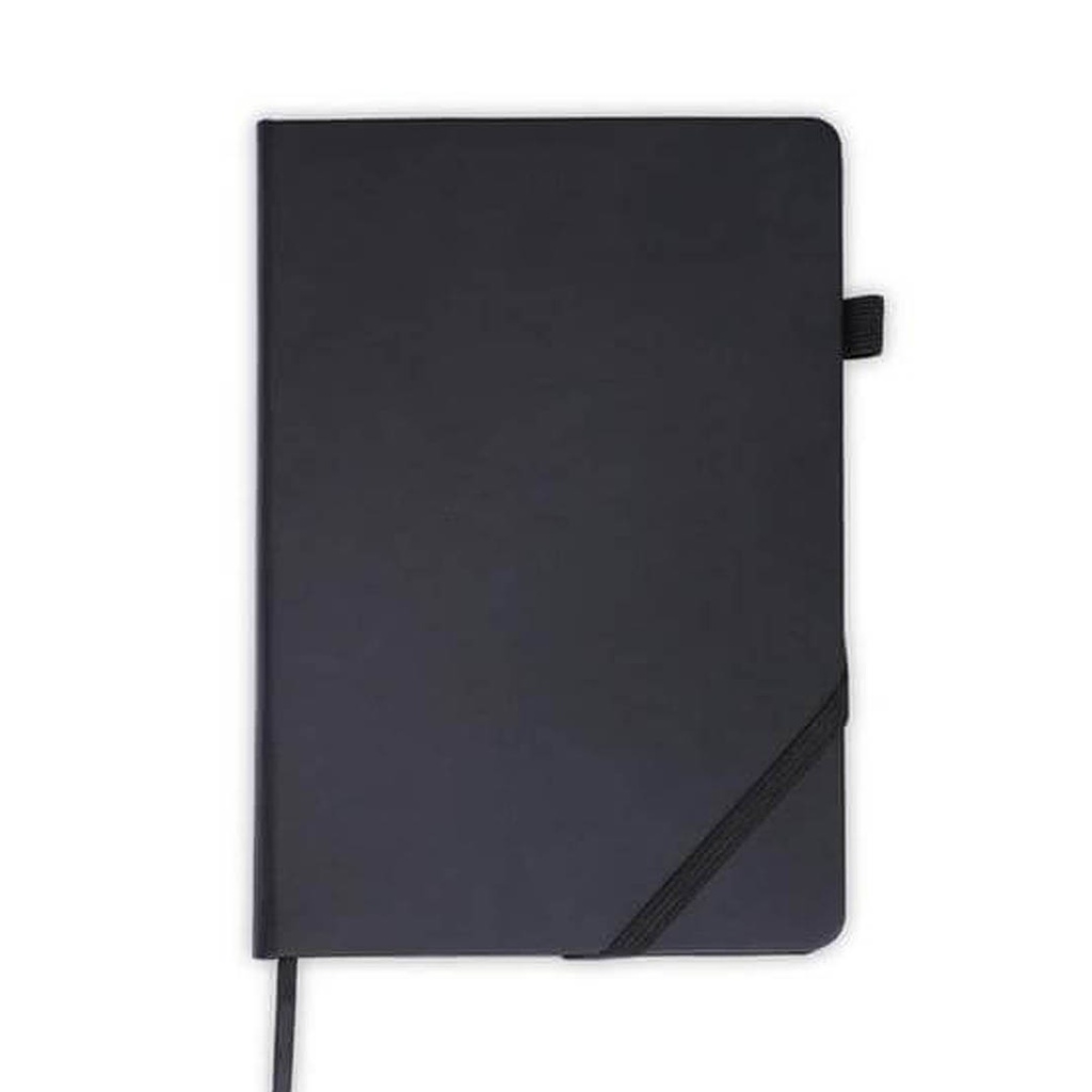 Santhome A5 PU Hard Cover Notebook with Pen Loop - Black