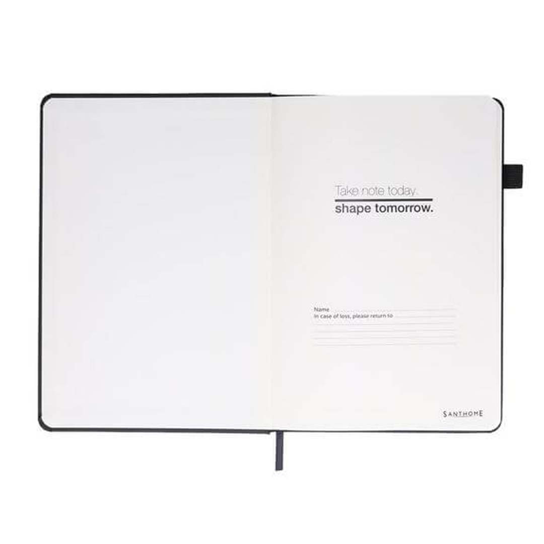 Santhome A5 PU Hard Cover Notebook with Pen Loop - Black