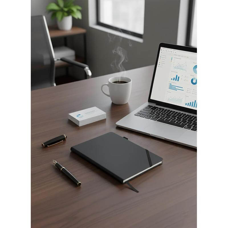 Santhome A5 PU Hard Cover Notebook with Pen Loop - Black