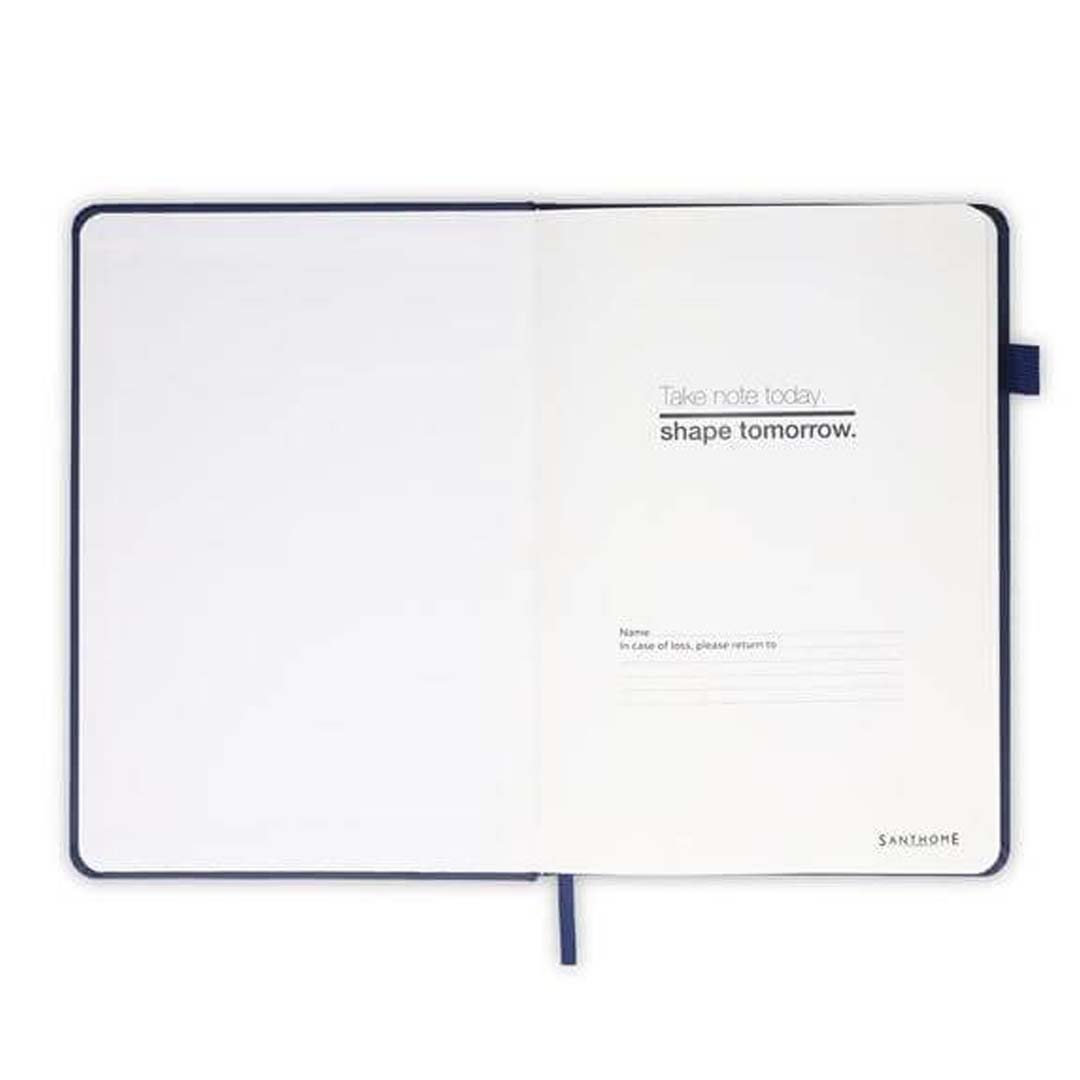 Santhome A5 PU Hard Cover Notebook with Pen Loop - Navy Blue