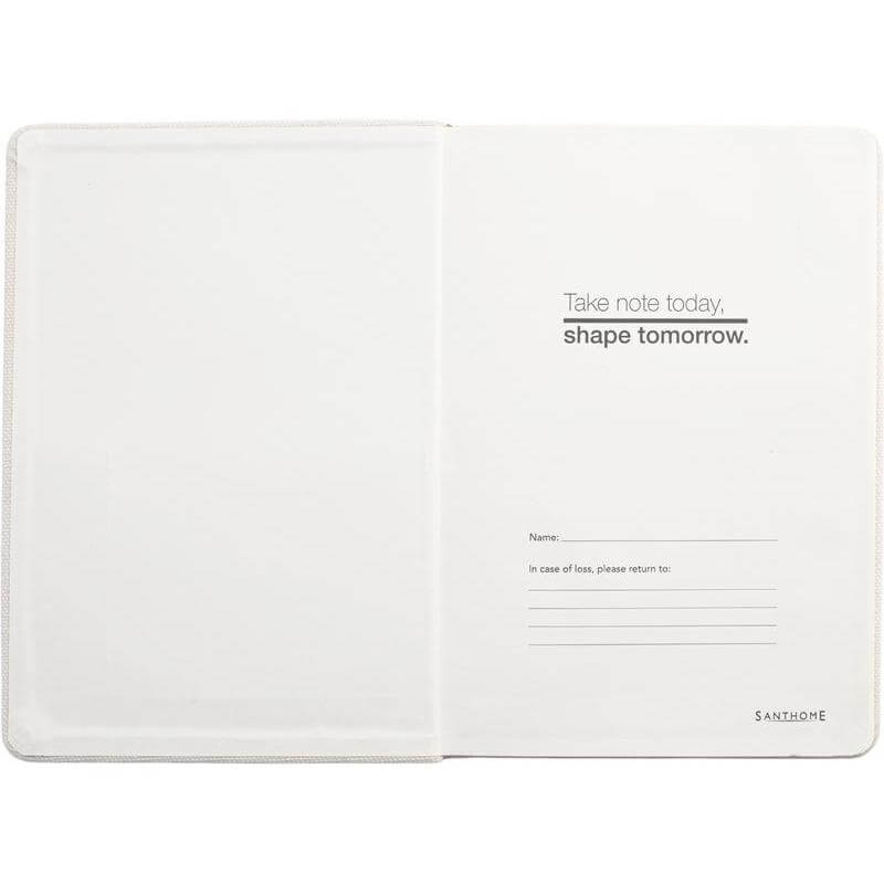 Santhome Recycled Canvas A5 Hard Cover Notebook with PU Pocket - Beige
