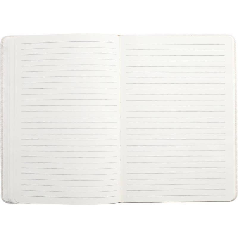 Santhome Recycled Canvas A5 Hard Cover Notebook with PU Pocket - Beige