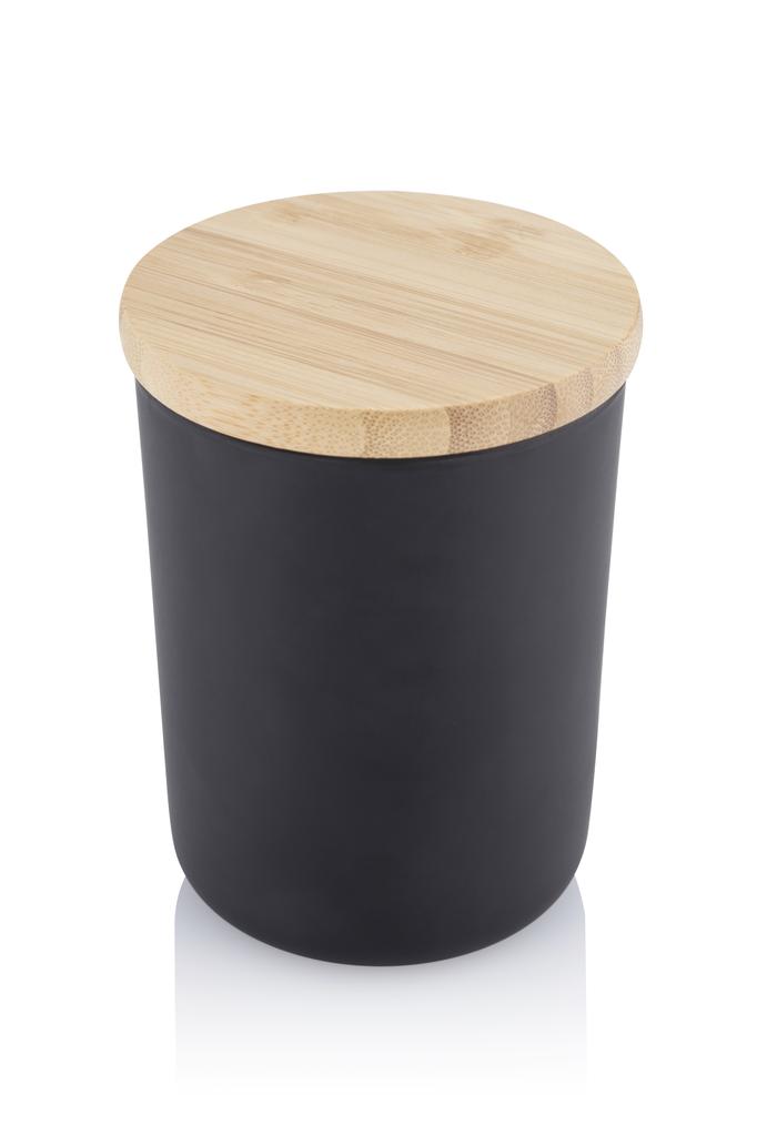 Arabic Oudh Scented Glass Candle with Bamboo Lid - Black