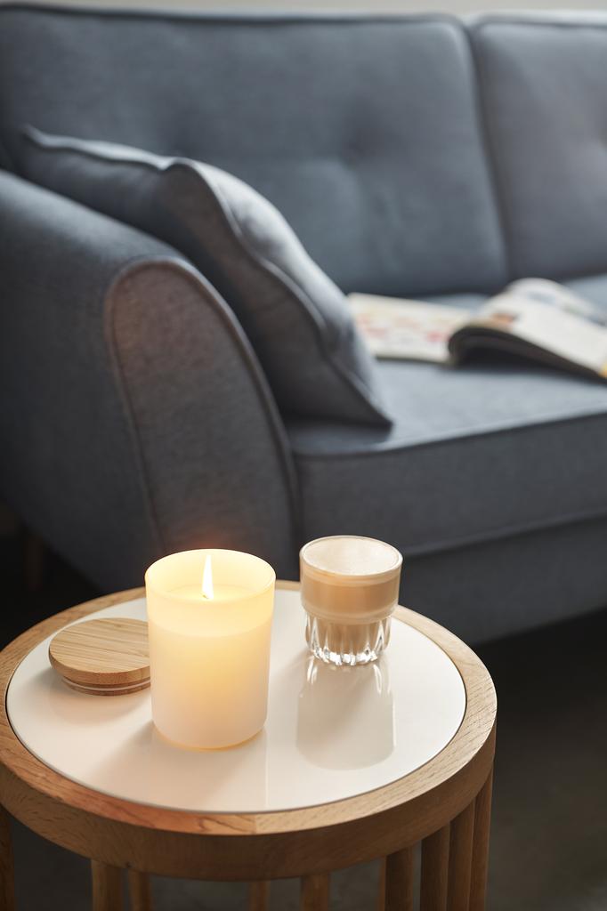 Arabic Oudh Scented Glass Candle with Bamboo Lid - Black
