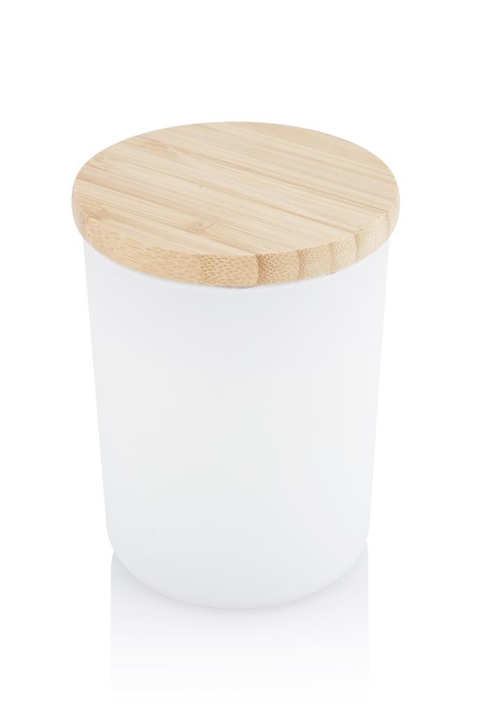 Arabic Oudh Scented Glass Candle with Bamboo Lid - White