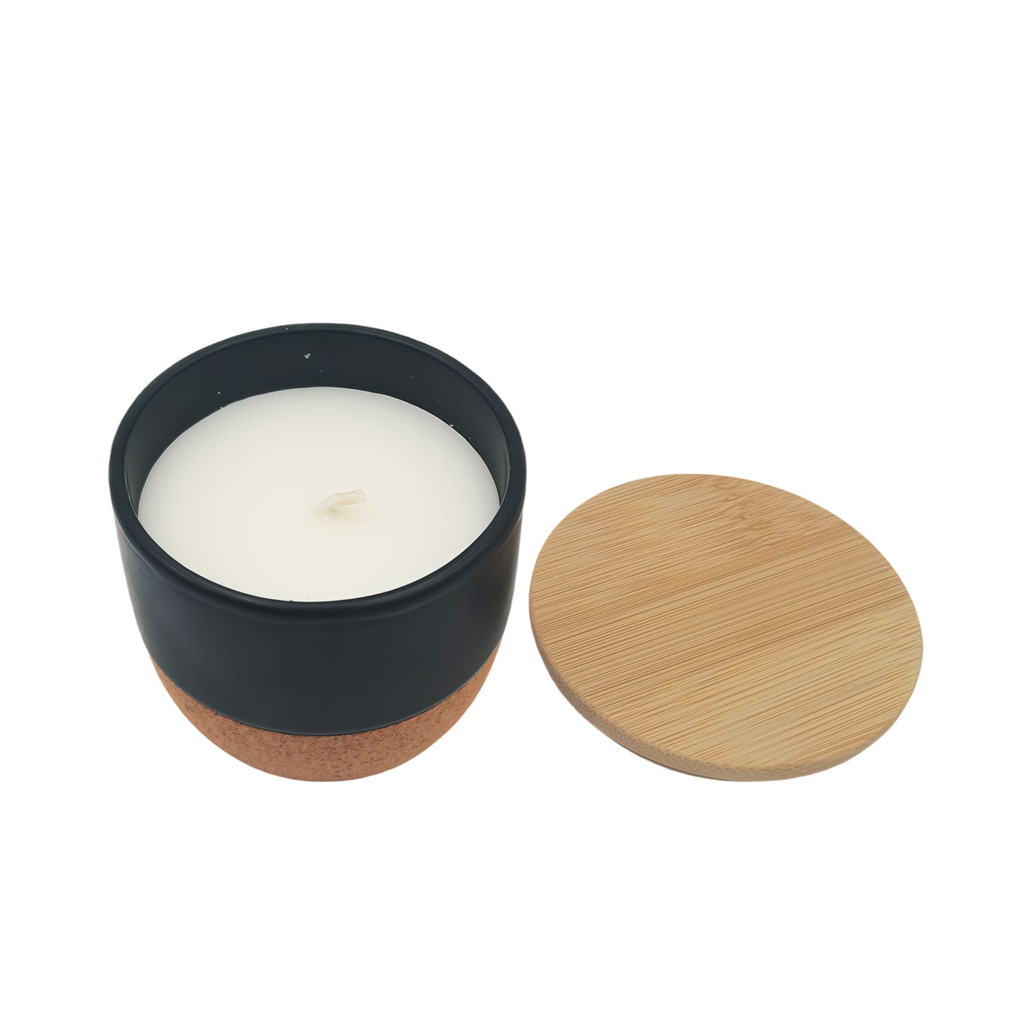 Arabic Oudh Scented Candle in Ceramic Holder with Bamboo Lid - Black