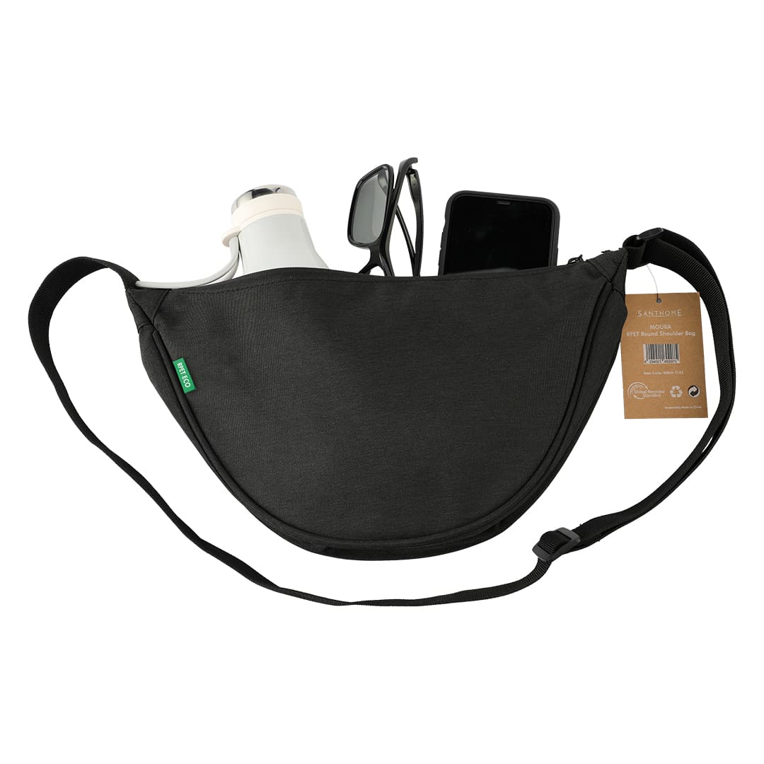 GRS Recycled Half Moon Sling Bag - Black