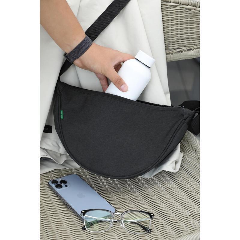 GRS Recycled Half Moon Sling Bag - Black