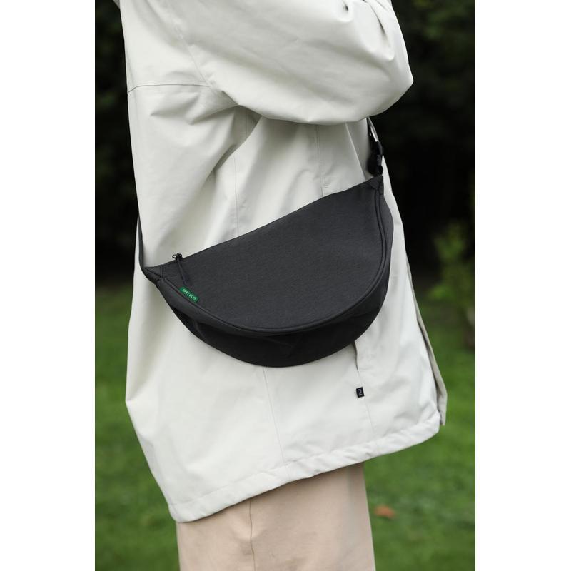 GRS Recycled Half Moon Sling Bag - Black