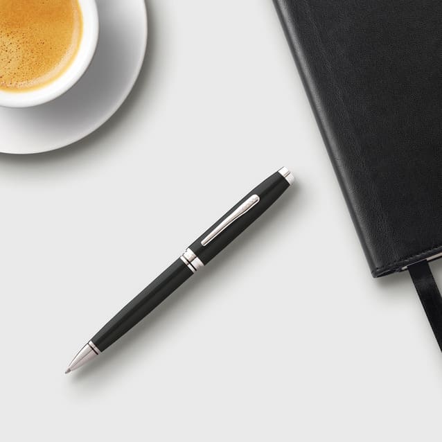 Cross Coventry Black Lacquer with Polished Chrome Appointments Ballpoint Pen (Blue Ink)