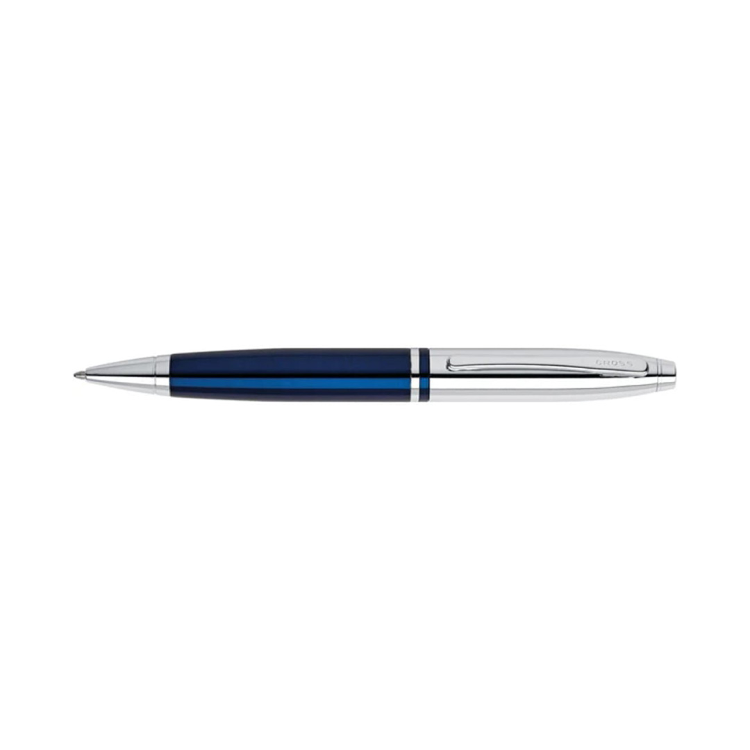 Cross Calais™ Chrome/Blue Lacquer with Polished Chrome Appointments Ballpoint Pen  (Blue Ink)