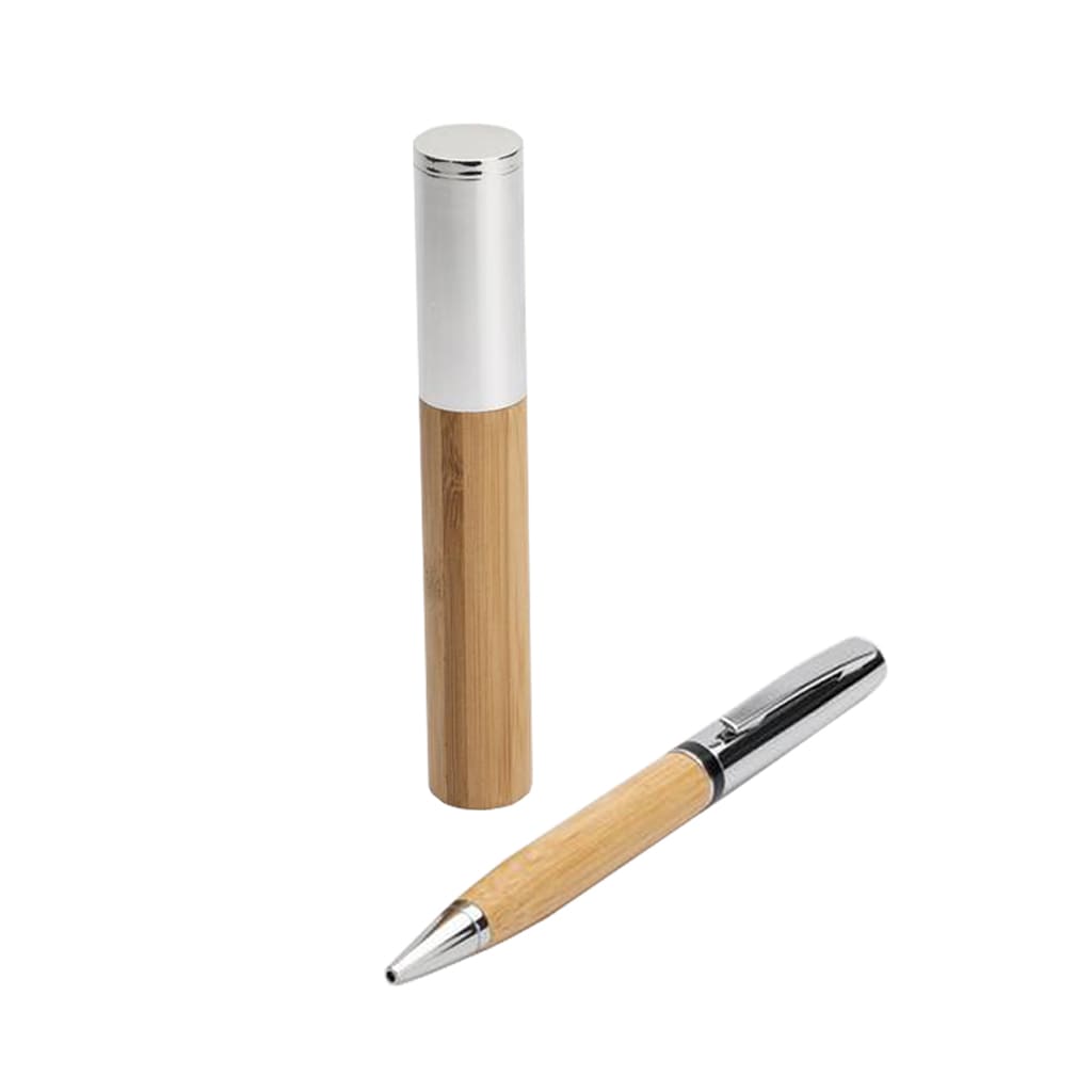 eco-neutral Metal Pen with Bamboo Barrel - Natural