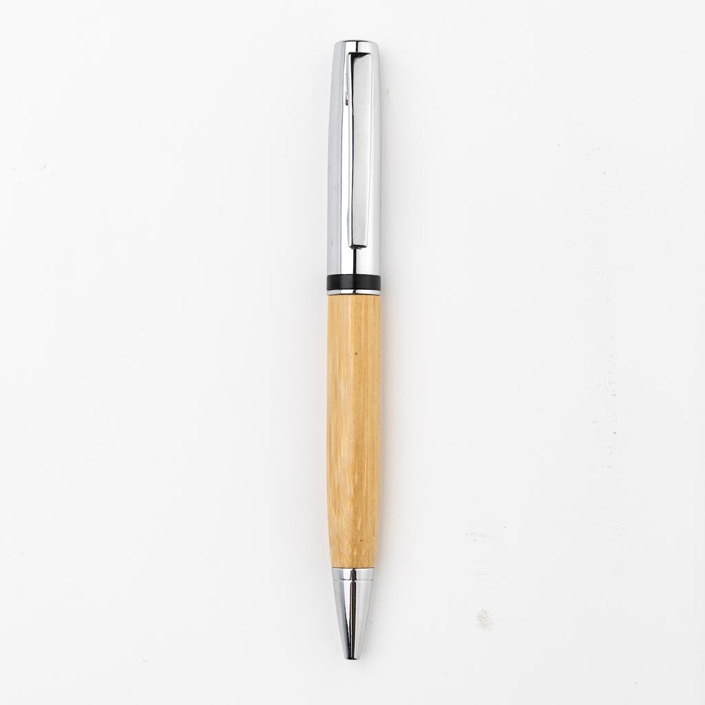 eco-neutral Metal Pen with Bamboo Barrel - Natural
