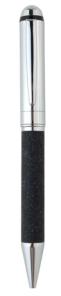 eco-neutral Metal Pen with Recycled Leather Barrel - Black
