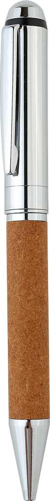eco-neutral Metal Pen with Recycled Leather Barrel - Brown