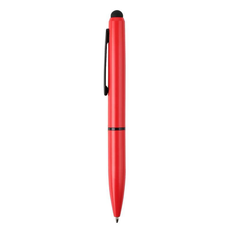 Metal Ballpoint Pen with Stylus - Red