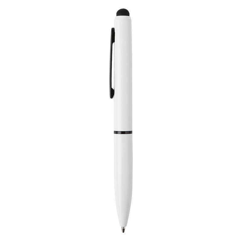 Metal Ballpoint Pen with Stylus - White