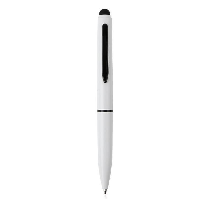 Metal Ballpoint Pen with Stylus - White