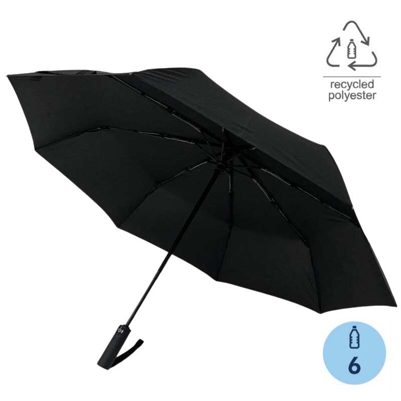Santhome RPET Auto-Open 23" Umbrella with SPF50 UV Protection - Black